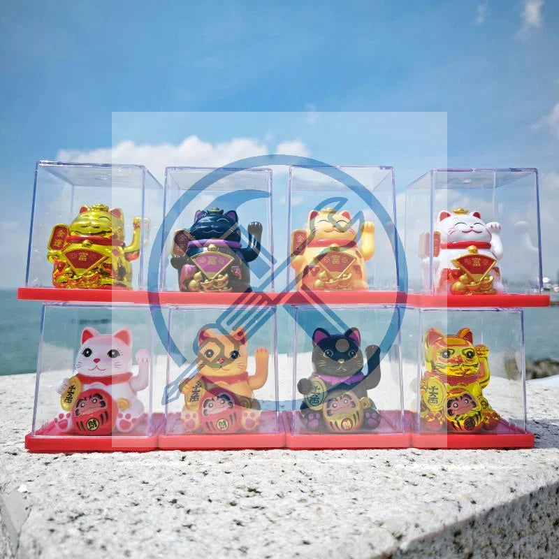 Solar Waving Lucky Cat Ornament | Mini 2" Desk Fortune Décor