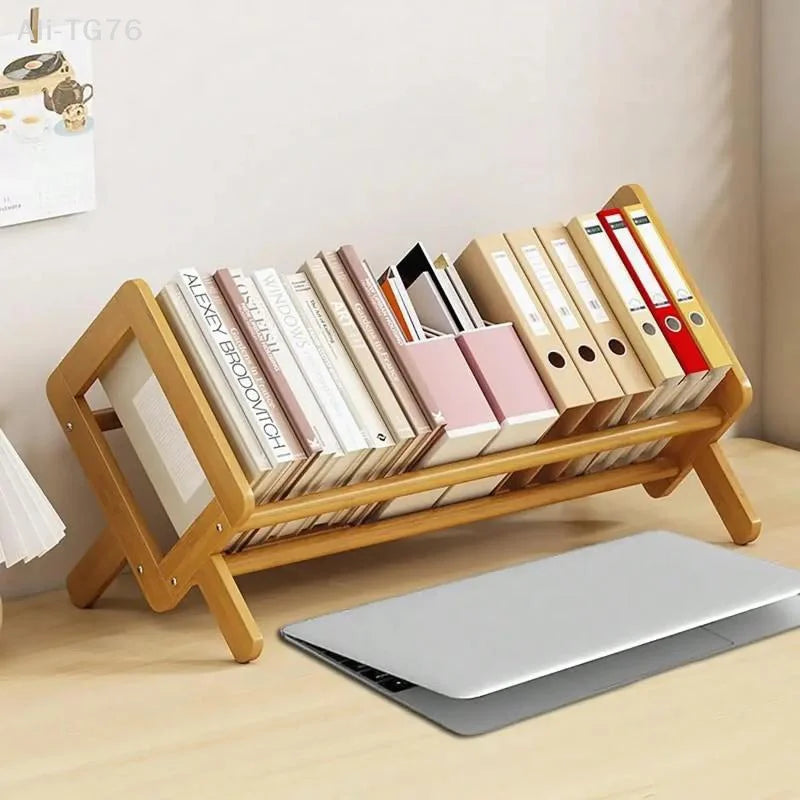 Bamboo Desktop Bookshelf – Multi-Tier Desk Organizer & Decor