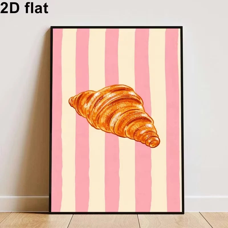 Croissant Breakfast Canvas Wall Art Print | Kitchen & Home Decor