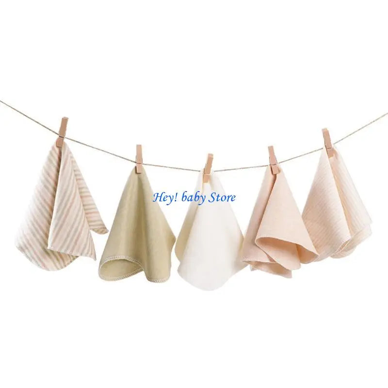 Soft Cotton Baby Drool Bibs & Burp Cloths – 5 Pack Newborn