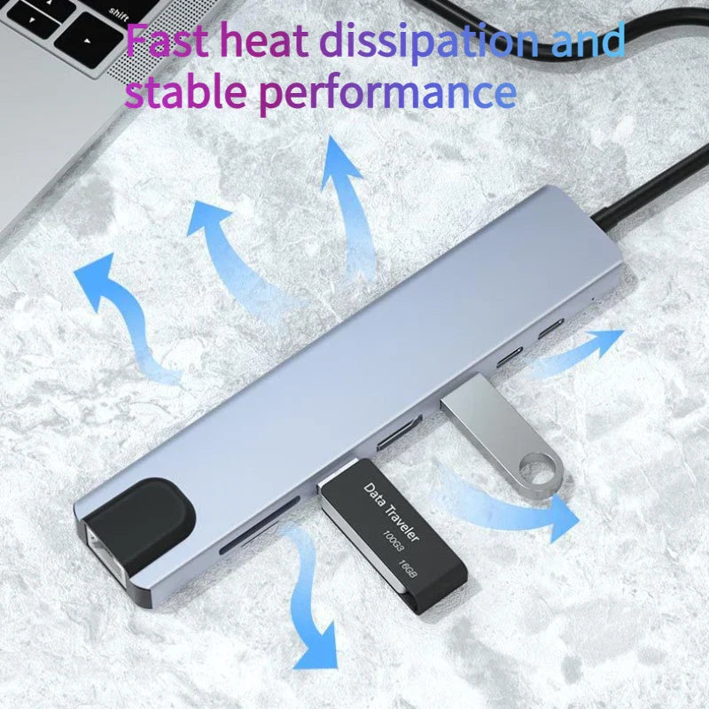 DIXSG 8-in-1 USB-C Hub – 4K HDMI, RJ45 & PD Charging