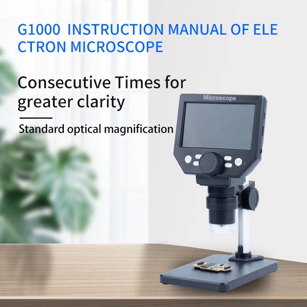 G1000 8MP Digital Microscope 1-1000X Continuous Amplification 4.3" Magnifier for Soldering Electronic Peaceful Pleasures Health and Wellness