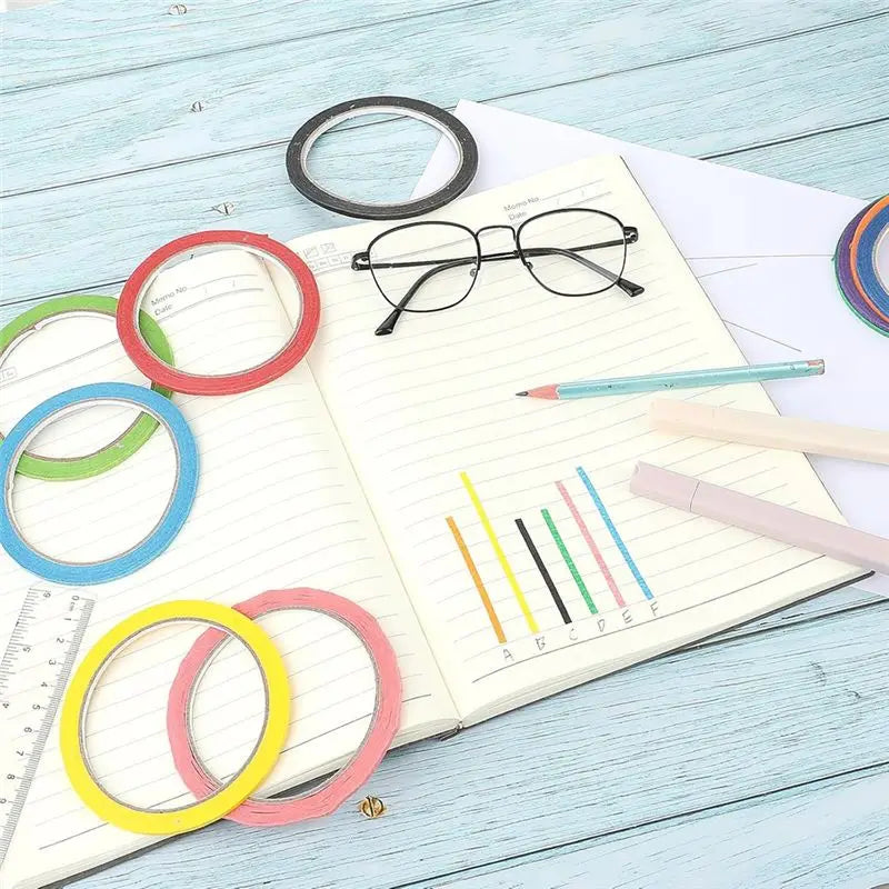 A36T-10 Rolls 1/8In Colorful Whiteboard Thin Tape Whiteboard Pinstripe Tape 10 Colors Thin For Whiteboard School Office Home Peaceful Pleasures Health and Wellness