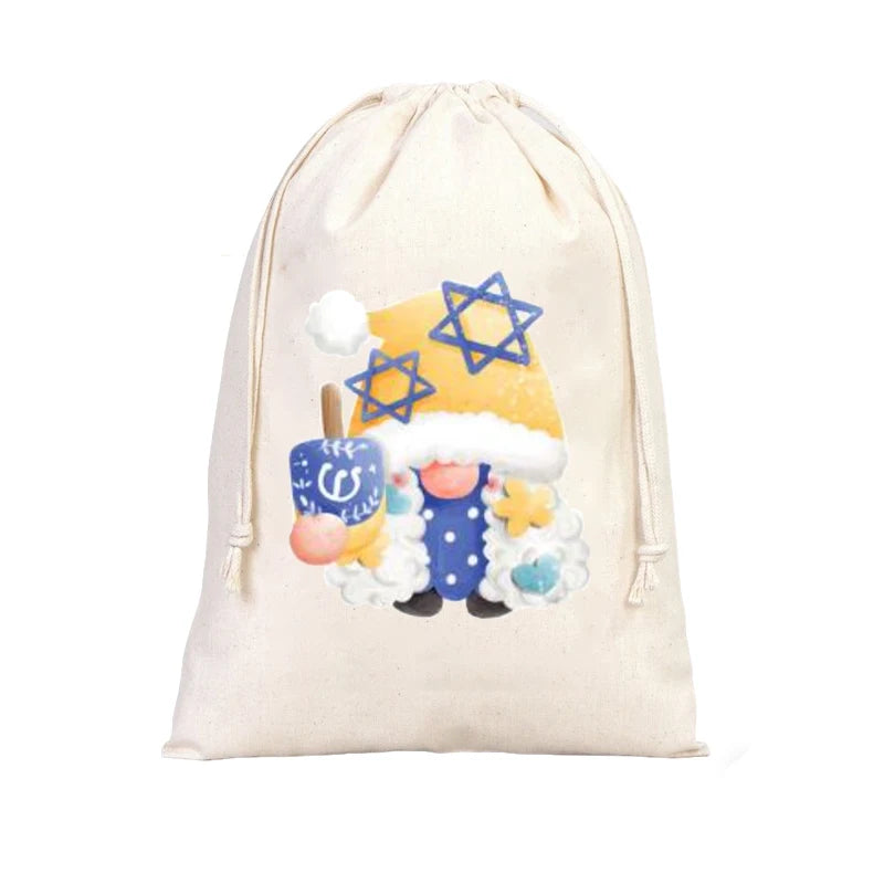 4-Pack Hanukkah Drawstring Bags | Jewish Holiday Gift Bags
