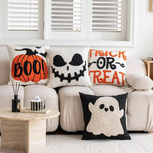 Battilo Halloween Decorative Pillow Cover Orange Pumpkin Cushion Case for Sofa Couch Linen Cotton Pillowcase for Home Fall Decor Peaceful Pleasures Health and Wellness