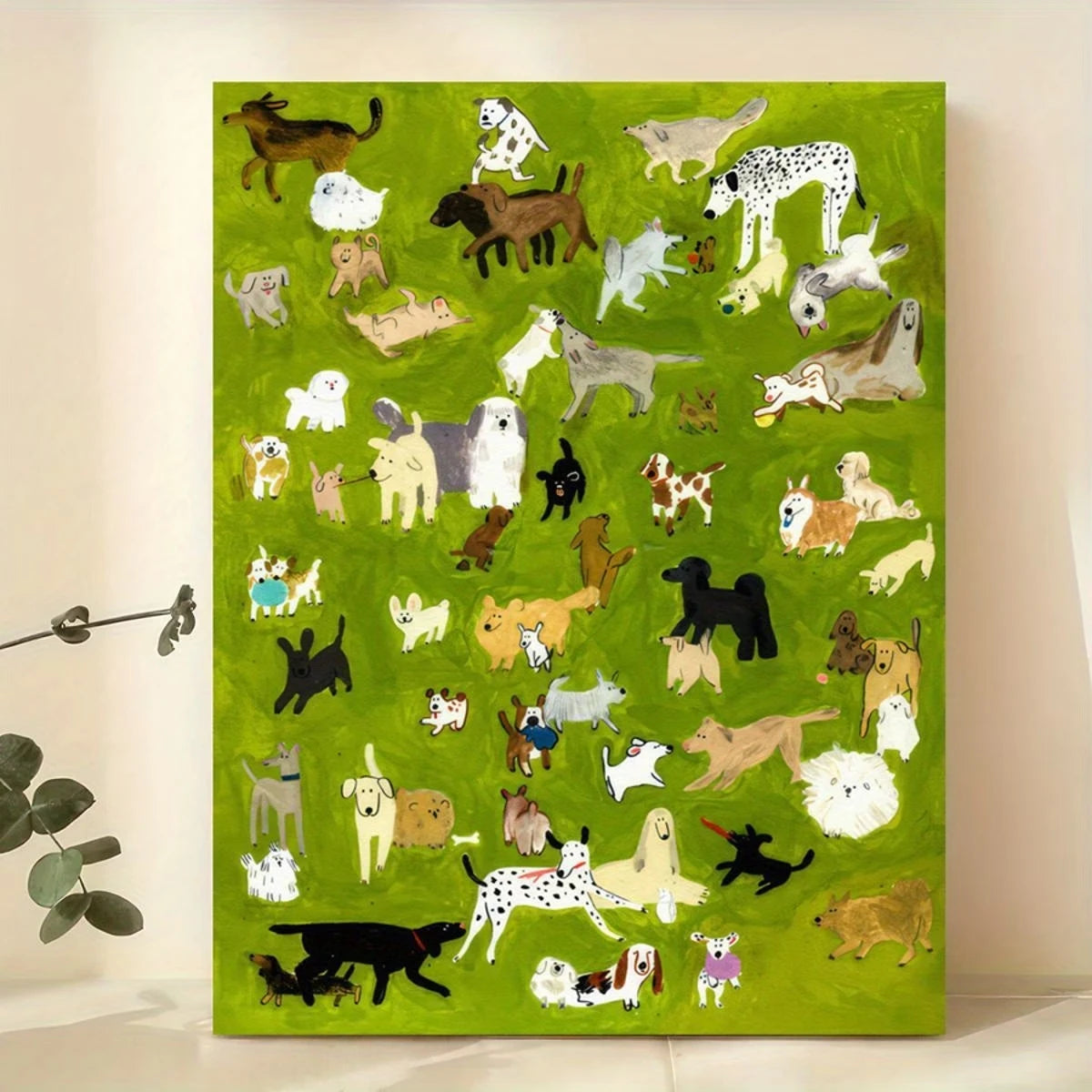 Whimsical Dog Party Canvas Wall Art Print | Home Decor