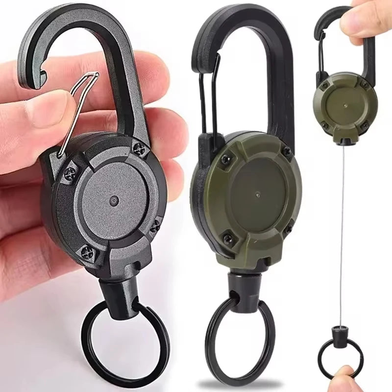 Heavy Duty Retractable Carabiner Durable Steel Wire Rope Spring Key Ring Anti-lost Buckle for Climbing Travel Camping Gear Peaceful Pleasures Health and Wellness