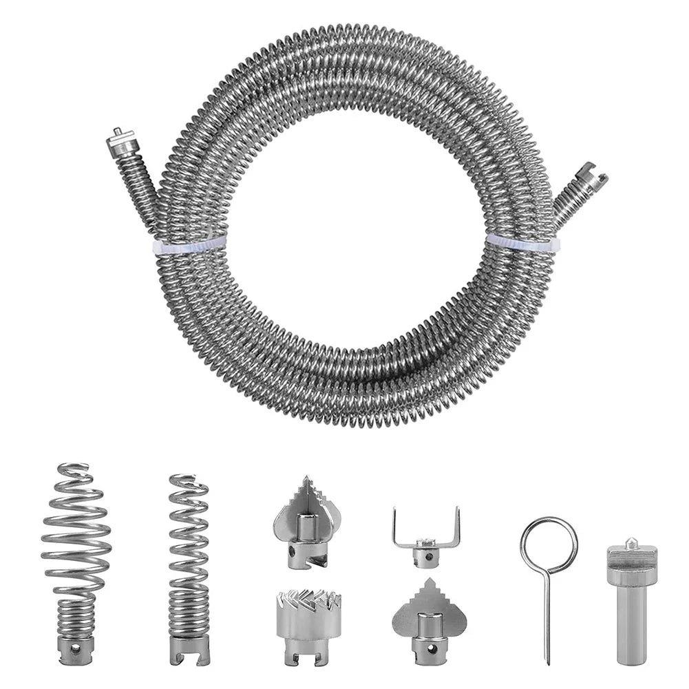 LEENKEA 3M Pipe Cleaning Spiral | 6 Cutting Heads Drain Snake
