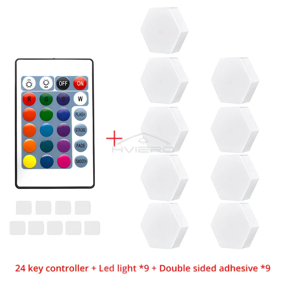 RGB Hexagon LED Wall Light – Touch & Remote Modular Honeycomb