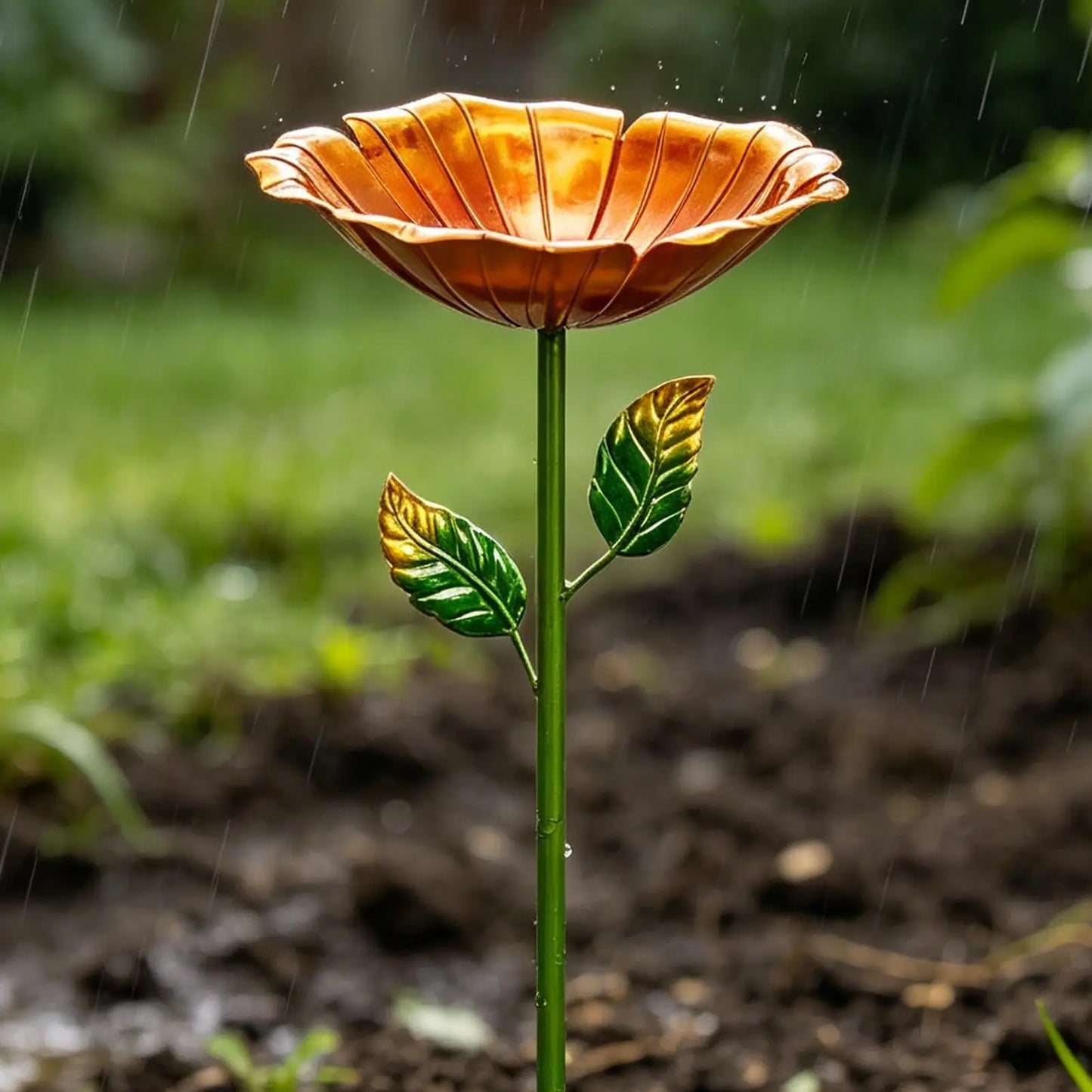 Bird Bath Flower-Shaped Colorful Metal Stakes Birdbath Outdoor Garden Bath Bowl Feeder for Yard Patio Deck Porch Backyard Peaceful Pleasures Health and Wellness GRAY CN
