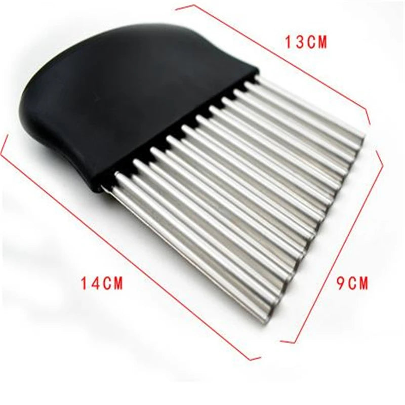 Potato Cutter Chip French Fry Maker Stainless Steel Wavy Knife French Fries Chopper Knife Chopper French Fry Kitchen Tools Peaceful Pleasures Health and Wellness