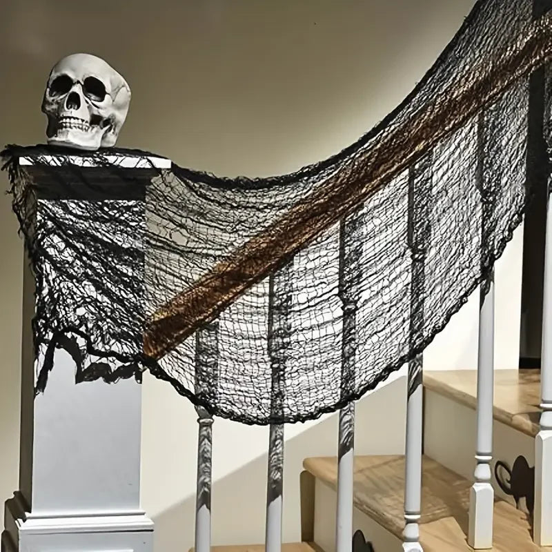 Halloween Black Gauze Fabric | Haunted House DIY Decoration