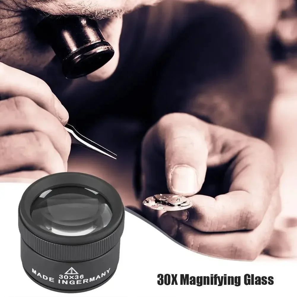 Jewelry Loupe Magnifier 30X 36mm K9 Optical Glass Lens Handheld for Coin Stamps Watch Precision Inspection Peaceful Pleasures Health and Wellness