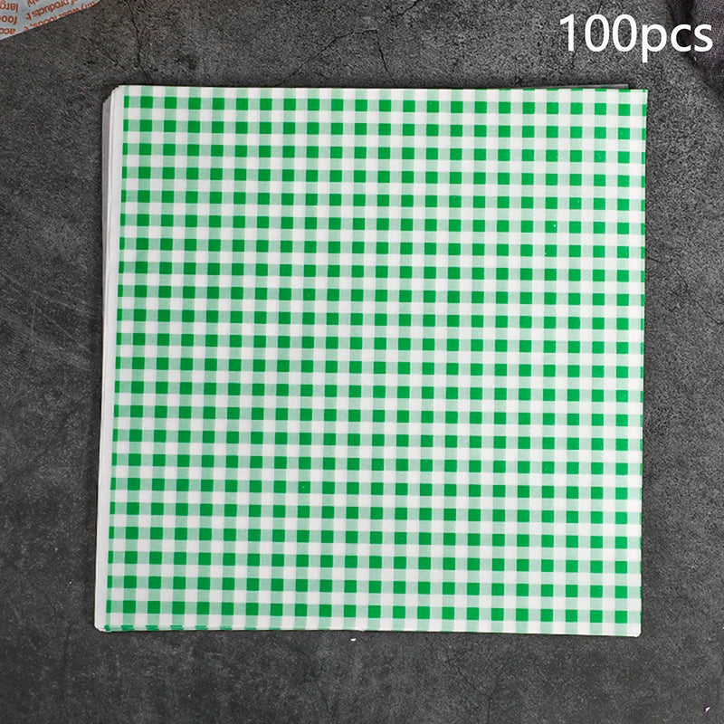 100Pcs Greaseproof Wax Paper Sheets | 7 Colors for BBQ & Picnic Food Wrapping Paper Peaceful Pleasures Health and Wellness green 100pcs
