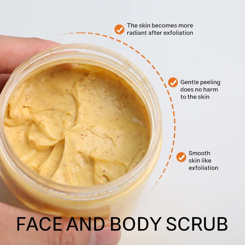 Vitamin C Kojic acid Natural Exfoliating Salt Body &Face Scrub Brightens and Softens Skin Deep Cleaning Anti Oxidative Skin Tone Peaceful Pleasures Health and Wellness
