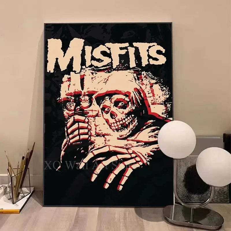 Misfits Hot Poster Horror Punk Rock Music Canvas Painting Wall Art Picture Retro Posters Prints for Bedroom Bar Club Home Decor Peaceful Pleasures Health and Wellness