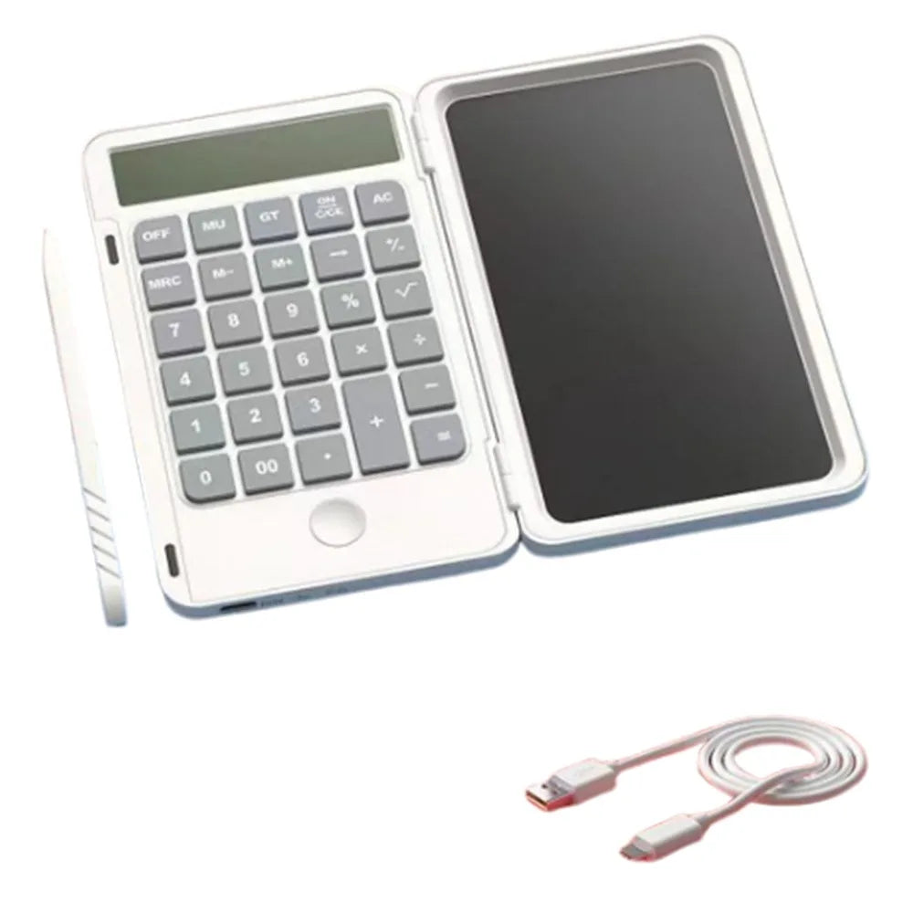 2in1 Scientific Calculator Large Screen Display Erasable Function Calculators with Tablet Multifunctional Foldable Peaceful Pleasures Health and Wellness White