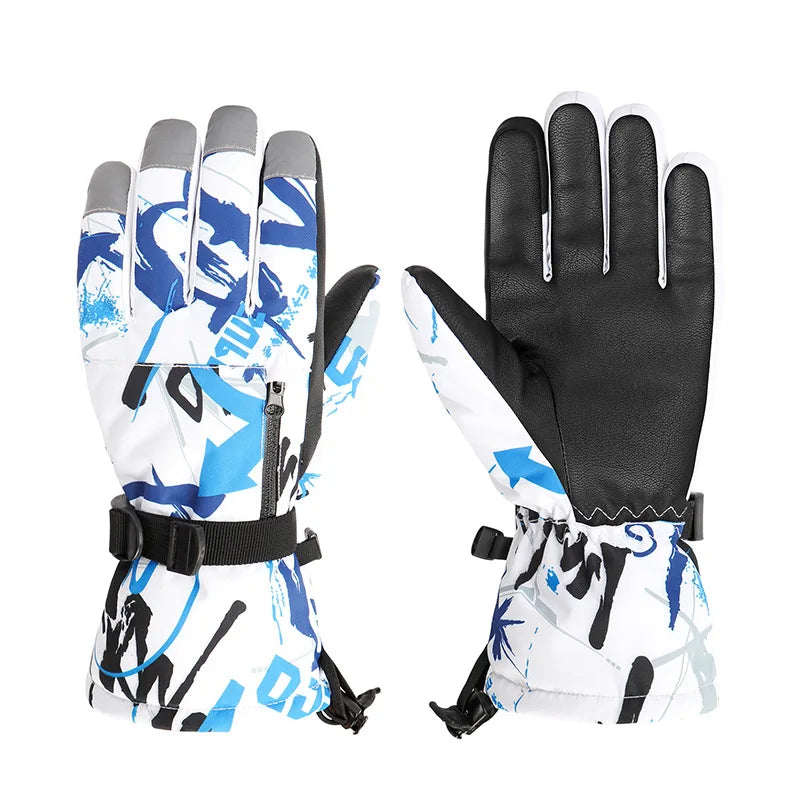 2025 Winter Ski Snowboard Gloves Men Women - Waterproof Touchscreen, Warm PU Leather, Non-Slip for Moto Cycling Outdoor Sports Peaceful Pleasures Health and Wellness Blue XS（old）