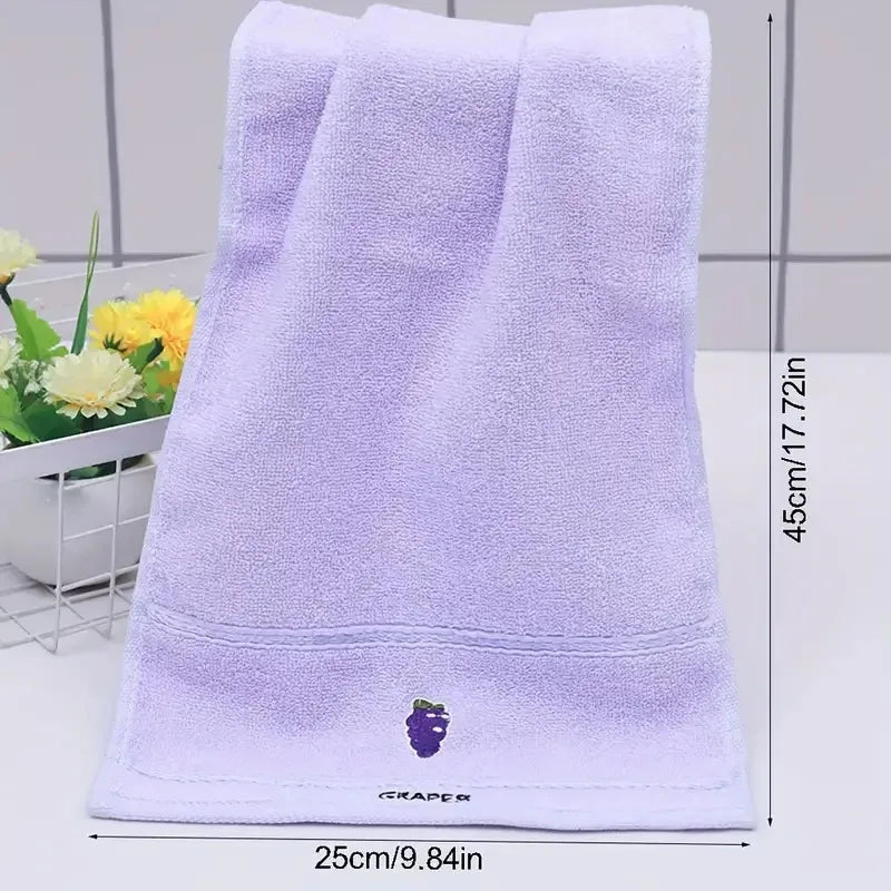 Fruit Embroidered Cotton Hand Towels Set of 5 – Soft & Absorbent