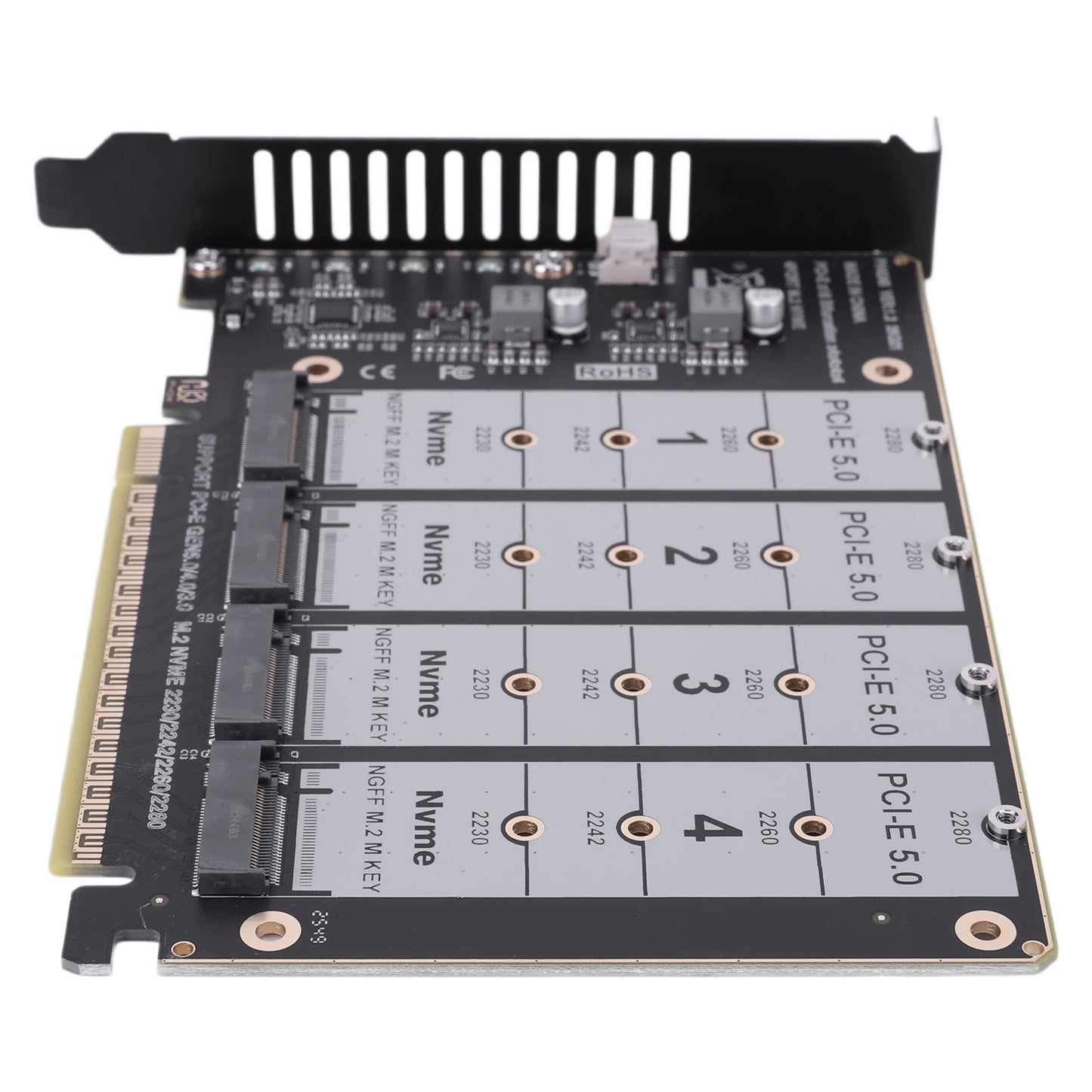 PCIE Express 5.0 Gen5 Gen4 X16 Expansion Card To 4X NVME M.2 NGFF SSD Adapter Card Hard Drive Converter Peaceful Pleasures Health and Wellness