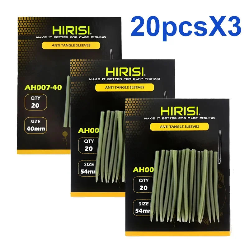 HIRISI 20Pcs Carp Fishing Anti-Tangle Sleeves, Hook Connection Protective Tubing, Practical Terminal Tackle Accessories Peaceful Pleasures Health and Wellness AH007-54mmX3