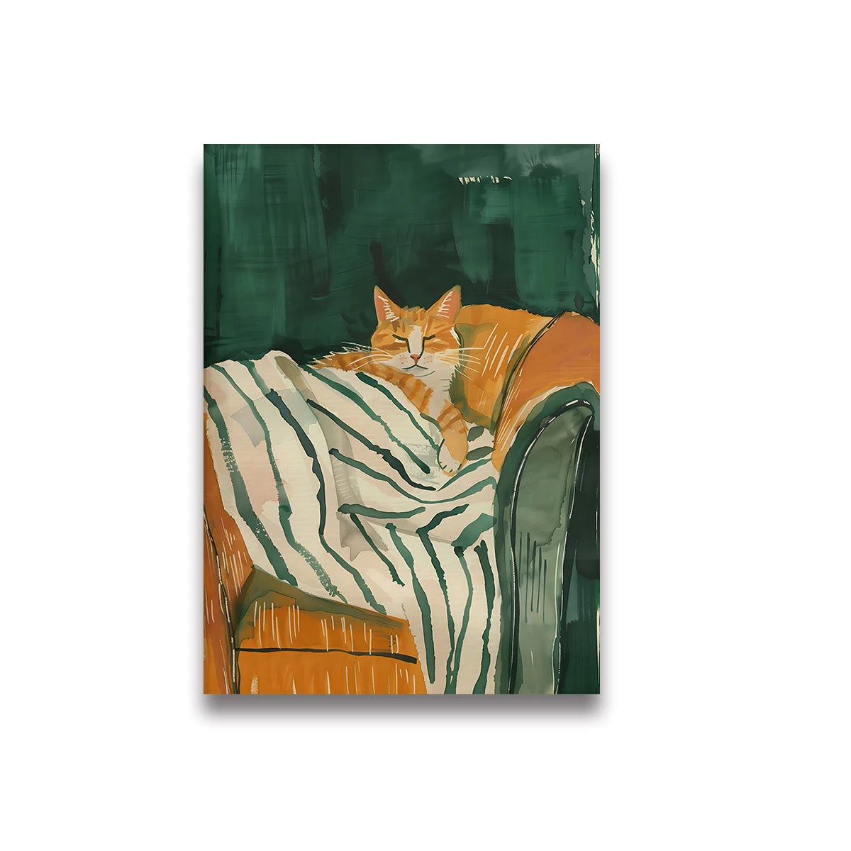 Abstract Woman Coffee Canvas Print | Green Stripe Modern Wall Art Canvas Wall Art Peaceful Pleasures Health and Wellness TL1712 40x60cm Unframed