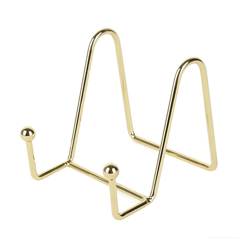 3Pcs Metal Display Easel Stand Holder for Pictures Photos Plates Artwork Tabletop Decorative Dish Frame Home Decor Peaceful Pleasures Health and Wellness Gold S