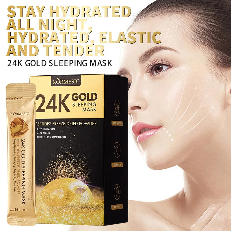 24K Gold Sleep Facial Mask – Hydration & Brightening 20pk