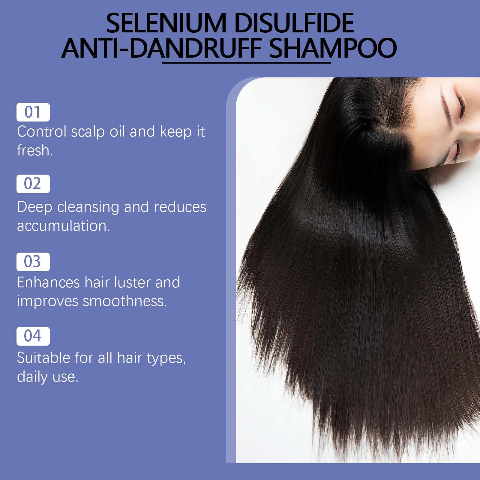 Selenium Sulfide Hair Shampoo Deep Cleansing Scalp Remove Dandruff Refreshing Strengthen Hair Roots Smoothing Soften Shiny Hair Peaceful Pleasures Health and Wellness
