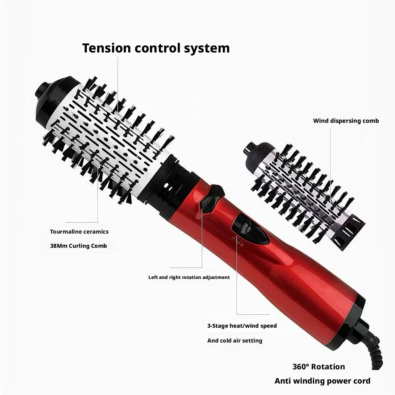 Hair Dryer Brush One Step Hot Air Styler Automatic Rotating Anti-Scald Constant Temperature Straight Curling Iron for Home Use Peaceful Pleasures Health and Wellness