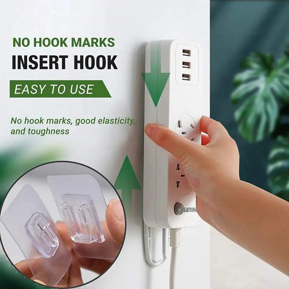 10 Pairs Transparent Adhesive Wall Hooks – No-Drill, Heavy Duty