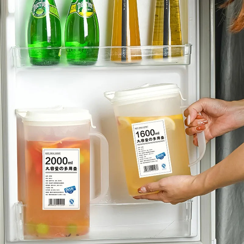 Large Capacity Plastic Juice Pitcher & Water Jug – Heat-Resistant, 1600ml or 2200ml, with Lid
