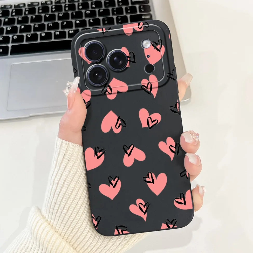 iPhone 17 Pro Silicone Case | Cute Kawaii Floral Painted Cover