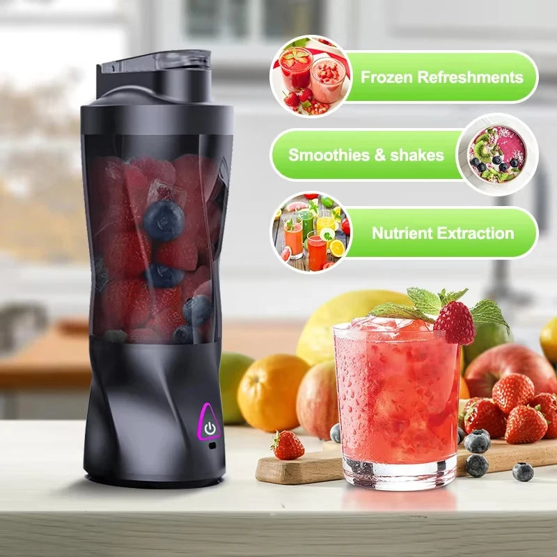 Electric Portable Juicer Fresh Fruit Mixer 700ML Multifunctional USB Rechargeable Shakes Smoothie Blender Outdoor Mixing Cup Peaceful Pleasures Health and Wellness