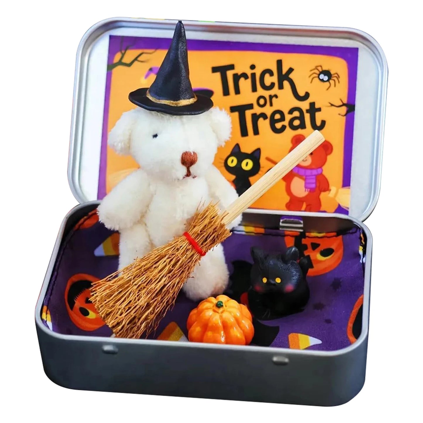 Halloween Witch Teddy Bear in a Box – Spooky Keepsake Gift Halloween Keepsake Gift Peaceful Pleasures Health and Wellness White