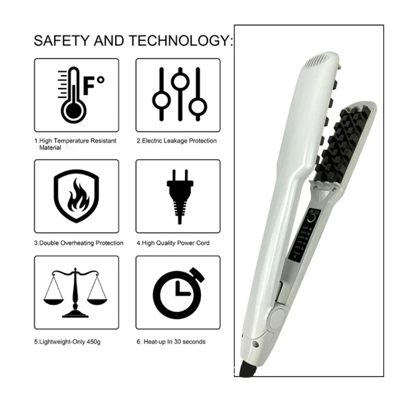 3D Grid Hair Crimper Professional Fluffy Iron Increase Volume Ceramic Hair Tool Hair Waver Styling Crimping Perm Pliers Peaceful Pleasures Health and Wellness