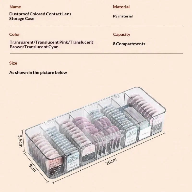 7-Grid Transparent Cosmetic & Contact Lens Storage Box