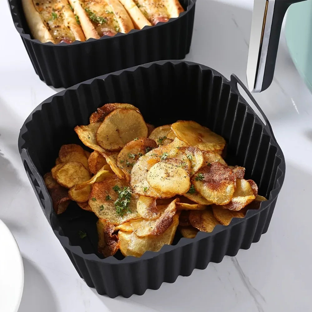 Air Fryer Silicone Liners Square Reusable Non Stick Basket Mat for 4-7QT Air Fryer Oven Microwave Baking Airfryer Accessories Peaceful Pleasures Health and Wellness