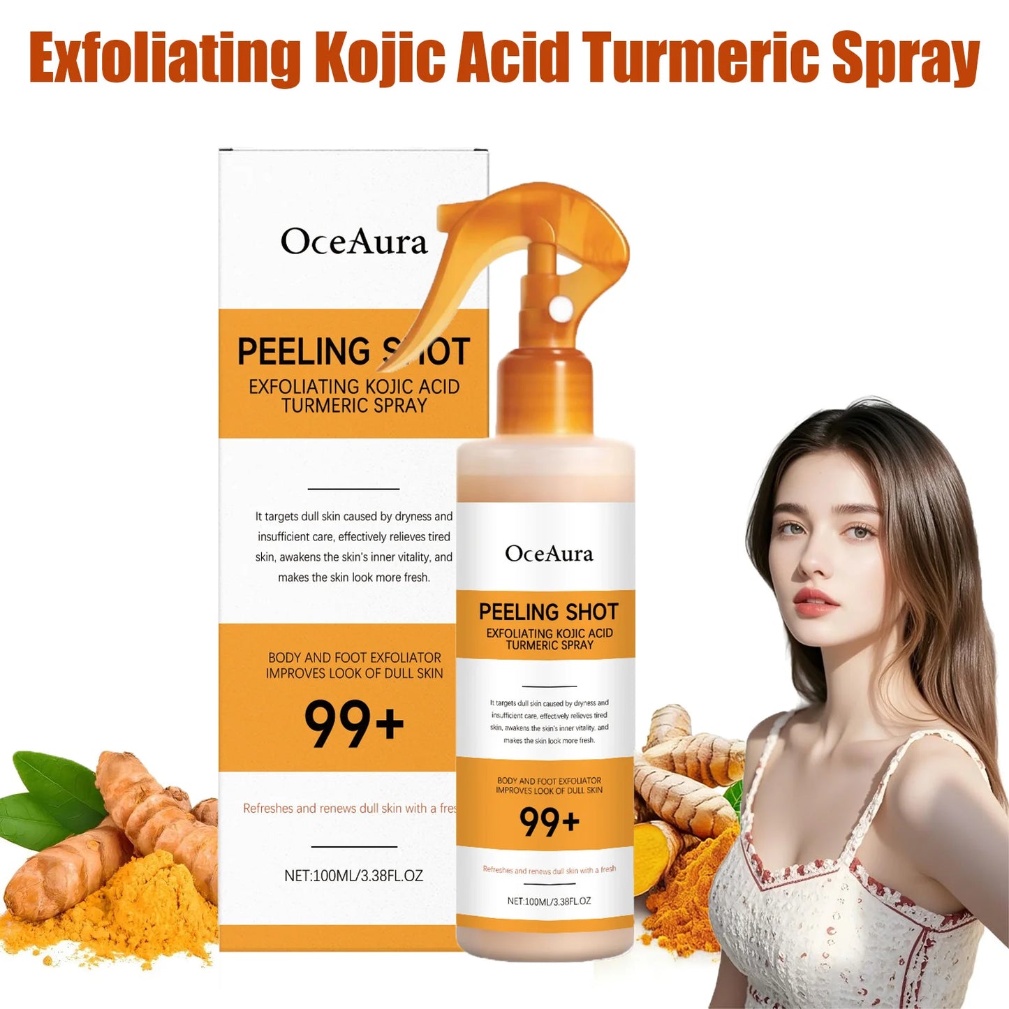 Kojic Acid Turmeric Exfoliating Body Spray – Brighten & Smooth
