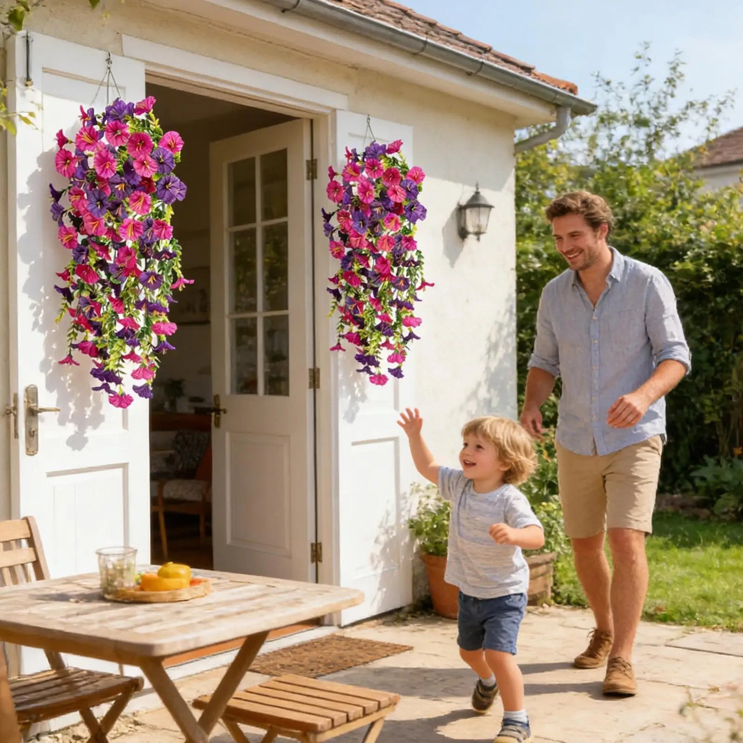 2-Pack UV Resistant Artificial Morning Glory Vines | Outdoor Décor
