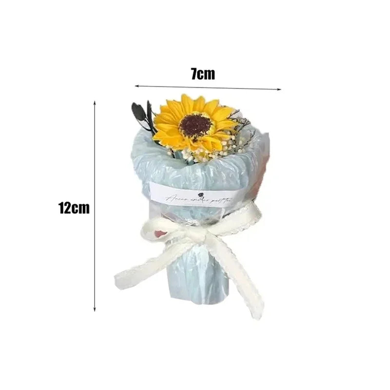Gift for First Meeting Mini Pocket Meeting Small Bouquet Rose Sunflower Eternal Flower Simulation Flower Gift Box Birthday Gift Peaceful Pleasures Health and Wellness