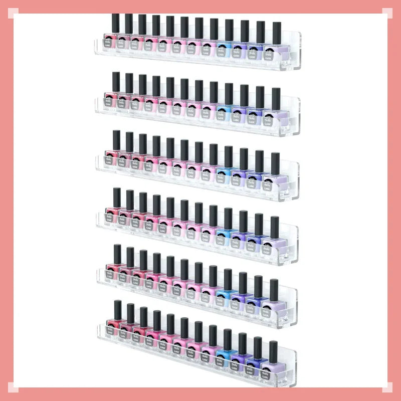 6 Layer Nail Polish Display Rack Transparent Acrylic Storage Holder Nail Art Tools Lipstick Organizer Wall-mounted Shelf Peaceful Pleasures Health and Wellness