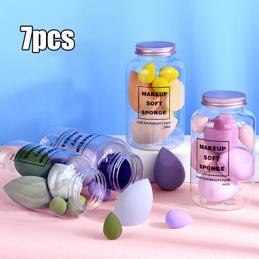 7PCS Drifting Bottle Beauty Egg Dry And Wet Dual-Purpose No Powder Makeup Egg Sponge Powder Puff Set Makeup Tools Peaceful Pleasures Health and Wellness