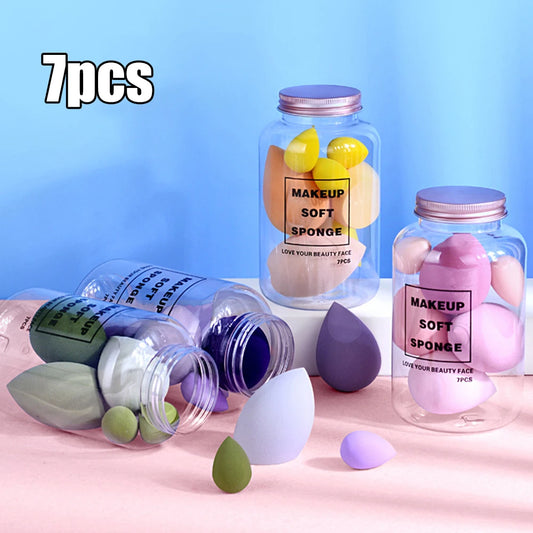 7PCS Drifting Bottle Beauty Egg Dry And Wet Dual-Purpose No Powder Makeup Egg Sponge Powder Puff Set Makeup Tools Peaceful Pleasures Health and Wellness