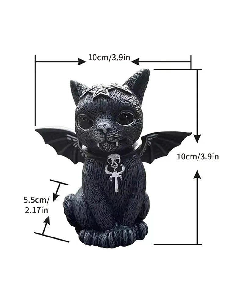 Black Cat Witch Figurine | Hand-Painted Halloween Sculpture
