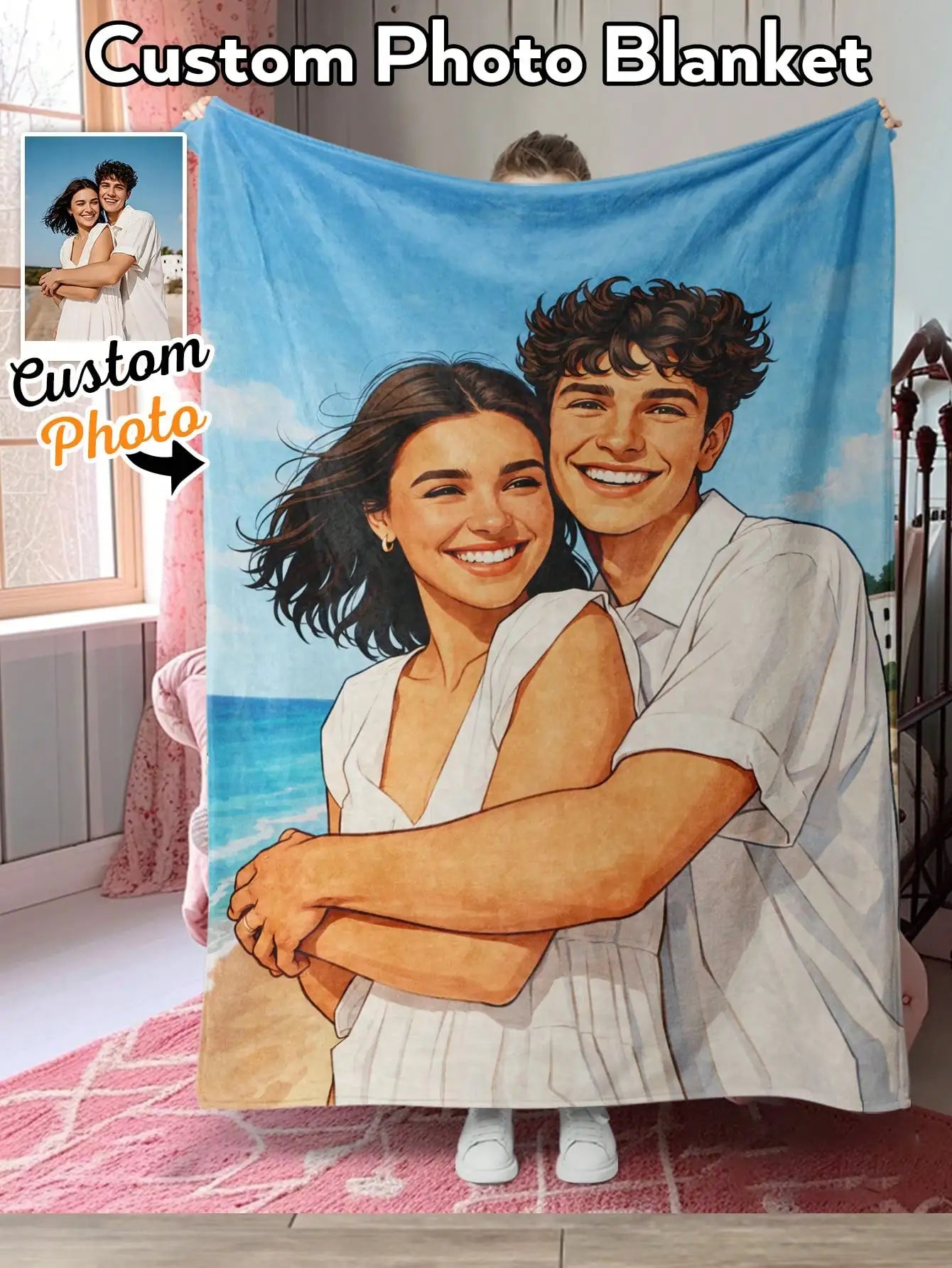 Custom AI Style Photo Blanket Personalized Fleece Throw 4 Designs Gift For Family Couples Mother Father Anniversary Christmas Peaceful Pleasures Health and Wellness AI style 2 Lapghan 100x120cm