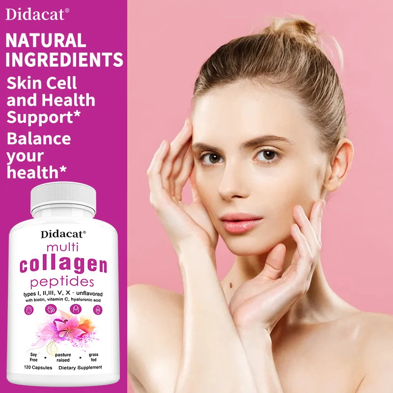 Multi-collagen Peptides - Anti-aging, Brightening Skin Tone, Firming Skin, Hair, Nail, Skin, and Joint Health Supplements Peaceful Pleasures Health and Wellness
