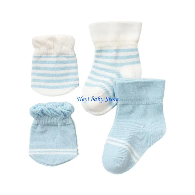 Newborn Baby Mittens & Socks 4-Pack | Soft Cotton 0–12 Mo