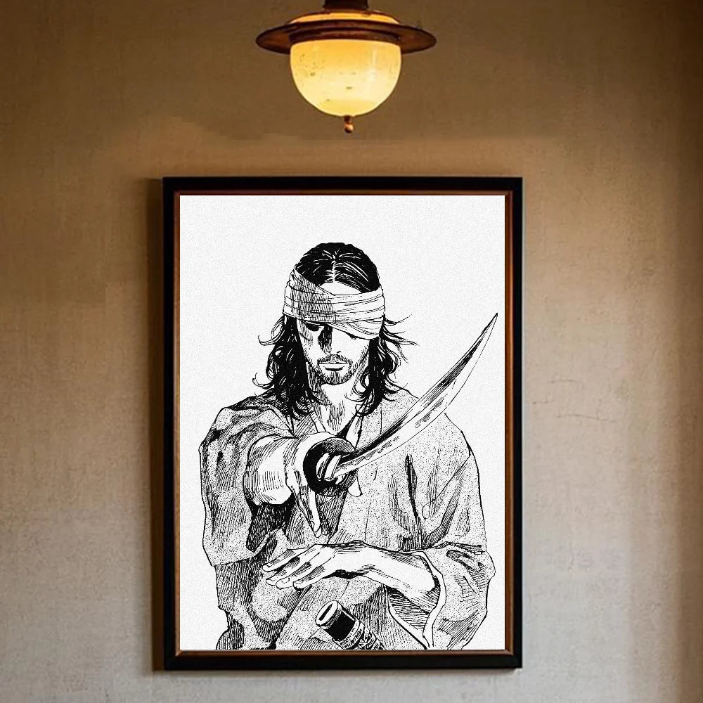Vagabond Manga Poster – HD Waterproof Sticky Wall Art Decor Manga Wall Poster Peaceful Pleasures Health and Wellness