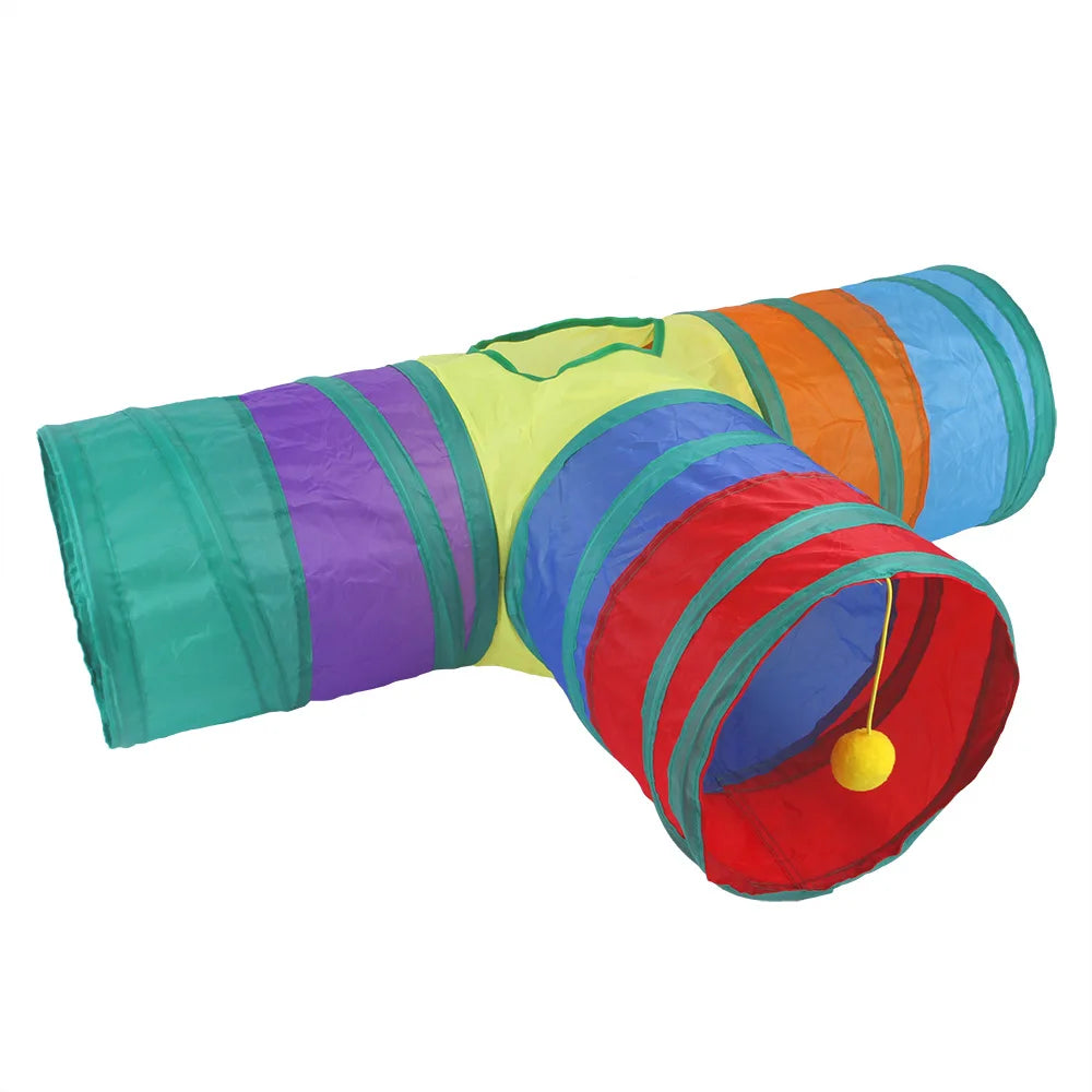 Cat Tunnel Tube Kitty Bored Pet Toys Peek Hole Toy